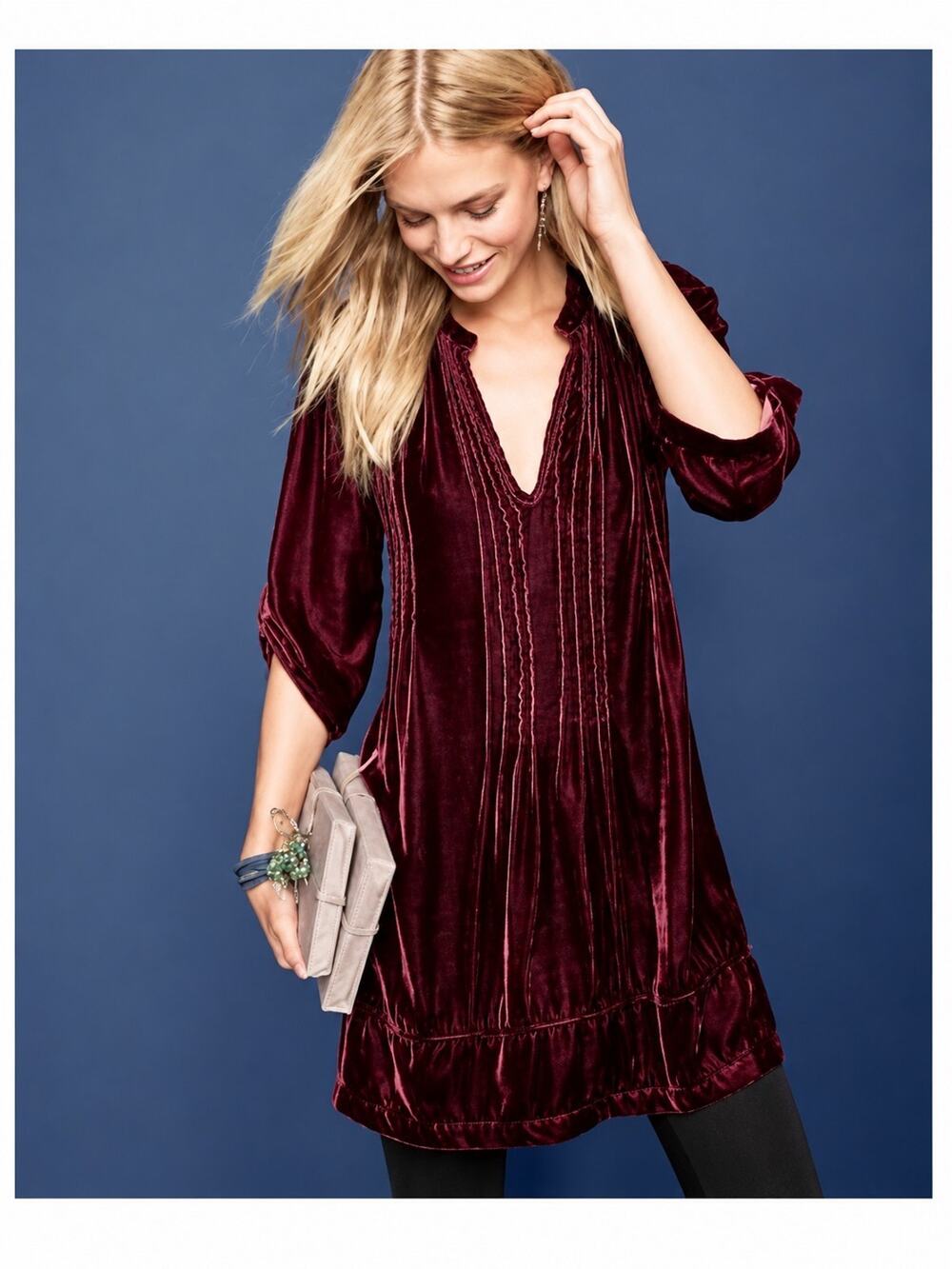 Free People CP Shades Purple Velvet Silk Blend Mini Dress Small